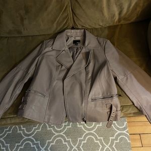 Tan leather jacket with pockets